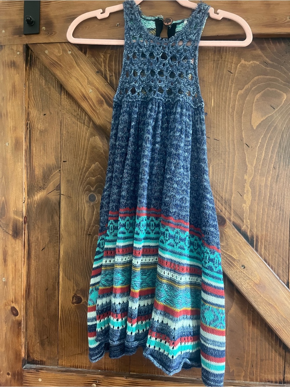 Ina Blue Knit A-Line Maxi Skirt with Multicolor Stripes